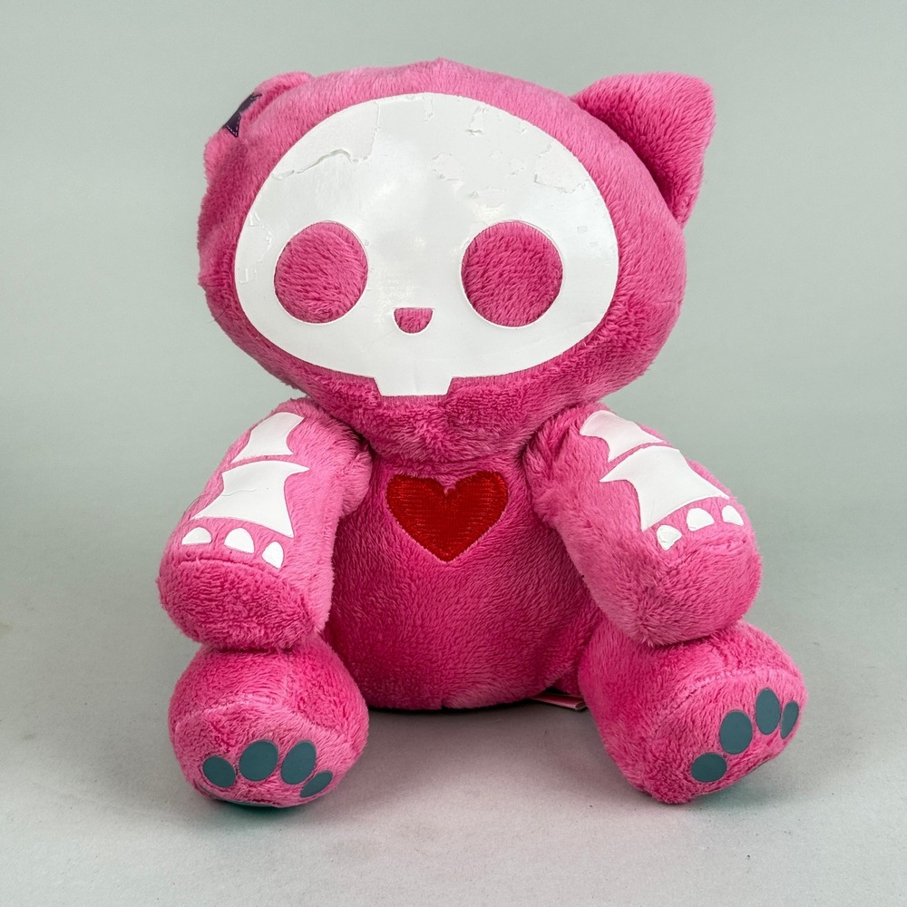 Skelanimals Pink Cat Skull Heart Plush Toy Toynami 8 Inch